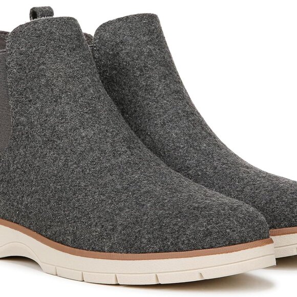 New Women's Charcoal Wool Chelsea Boots Ankle  Synthetic Rubber - Picture 7 of 9